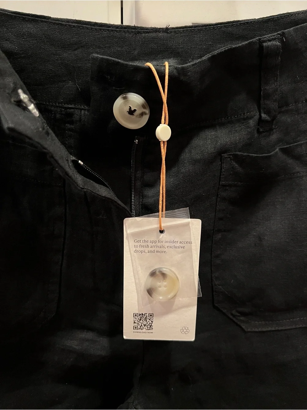Quince Black Wide-Leg Linen Patch Pocket Pants